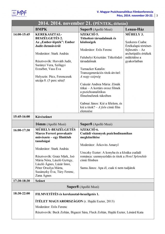 V. Magyar Pszichoanalitikus Filmkonferencia – A TITOK